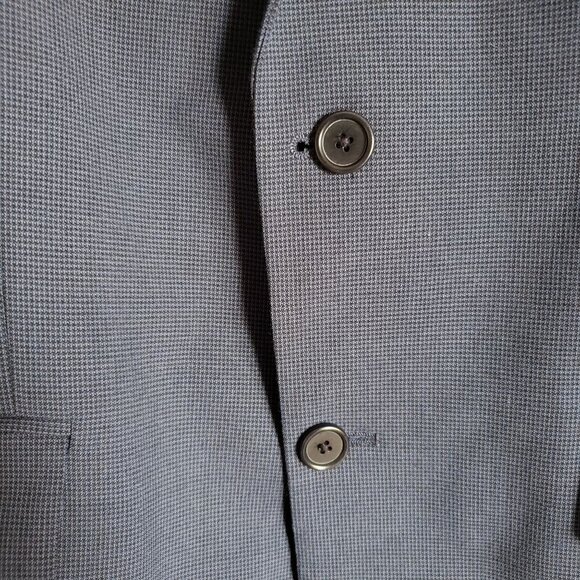 Zara Houndstooth Blazer Suit Jacket Coat Navy Blue Sz Men's 40 Regular Fit Lined - Picture 6 of 13